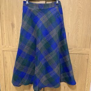Women’s Plaid Wool Blend Skirt Large 10 Tartan A-Line High Waist Pockets Zipper